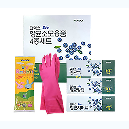 국산 코멕스 바이오 항균 주방용품 4종 세트 / 비닐백 / 비닐장갑 / 지퍼백 / 고무장갑