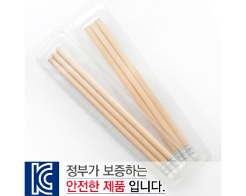 [국산]투명사각·원목나무연필3P세트