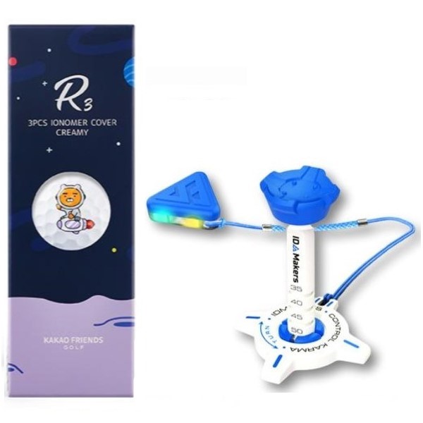 [카카오골프공] R3 로켓 라이언 3구 골프공 LED 골프티 에이밍 높이조절 선물세트