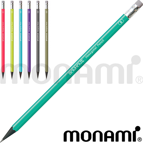 모나미 바우하우스 육각지우개연필(HB,B,2B)