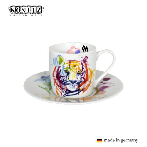 독일 코니츠 머그컵인쇄 수채화동물 호랑이 에스프레소