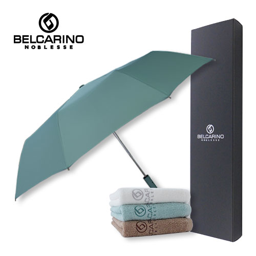 [벨카리노] 3단 10K 완전자동 파스텔 우산 + 130g 면사타올 세트