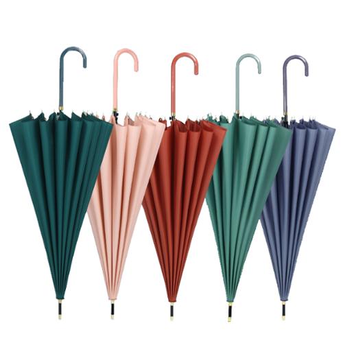 엔투유 16K 곡자형 가죽핸들 장우산 고급 판촉물 기념품 우산 인쇄 제작
