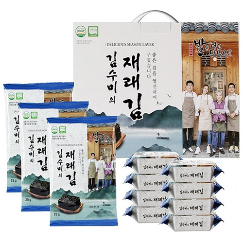 김수미 재래김 전장3봉+도시락8봉 김서물 김세트 명절선물 설선물 선물세트