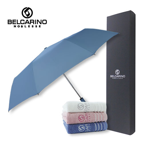 [벨카리노] 3단 10K 완전자동 파스텔 우산 + 150g 면사타올 세트