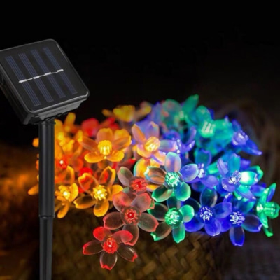 태양광 LED 50구 플라워 가랜드 전구 태양광충전(컬러믹스)